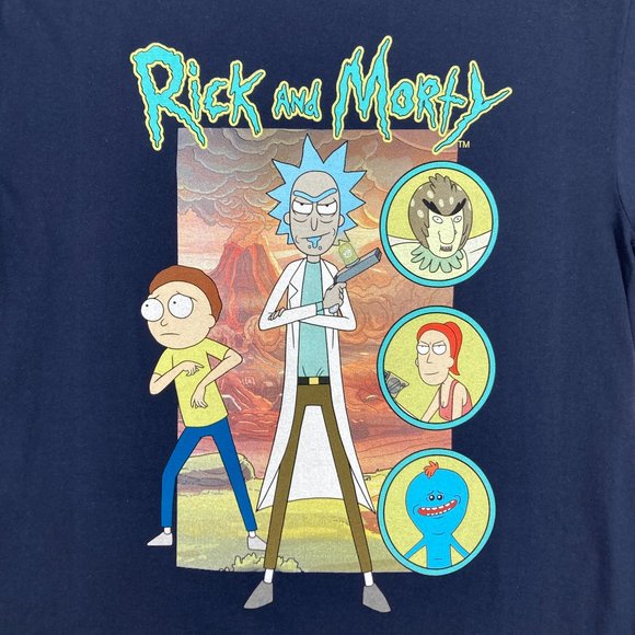 Rick and Morty Character Navy Short Sleeve T-Shirt - L - Picture 2 of 9